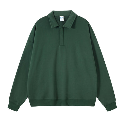 Women's Solid Color Polo Sweatshirt-INNBLAC