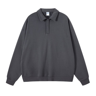 Solid Color Polo Sweatshirt