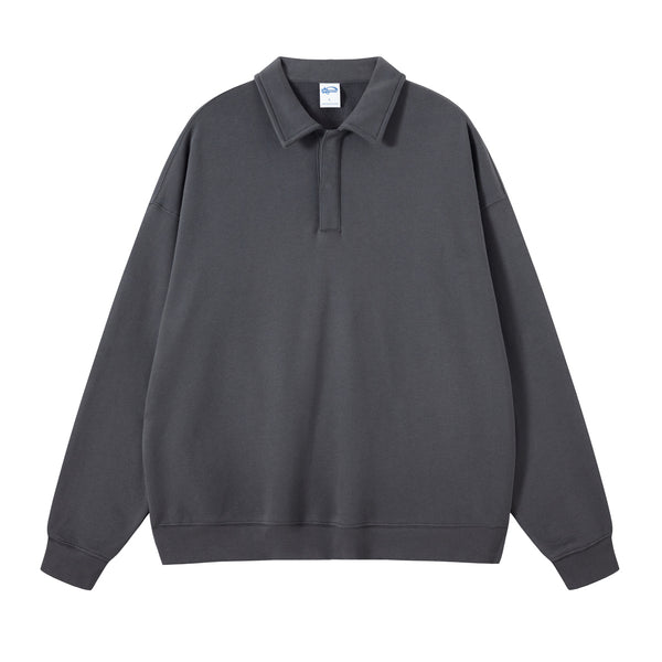 Solid Color Polo Sweatshirt