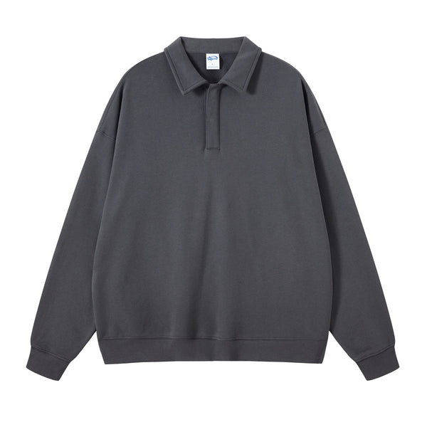 Women's Solid Color Polo Sweatshirt-INNBLAC