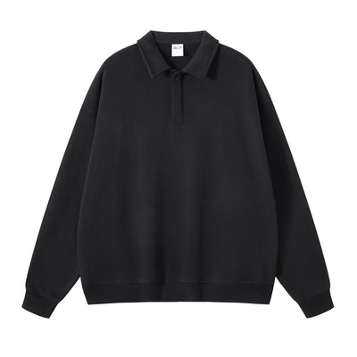 Solid Color Polo Sweatshirt