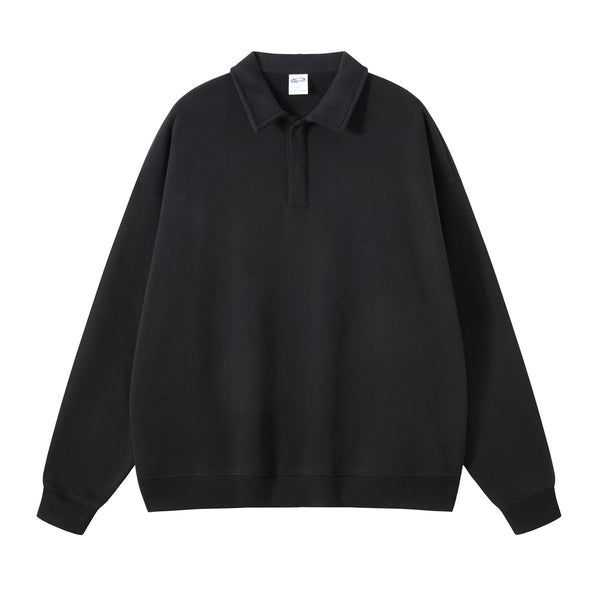 Solid Color Polo Sweatshirt