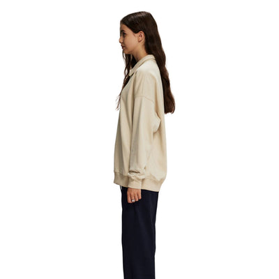 Women's Solid Color Polo Sweatshirt-INNBLAC