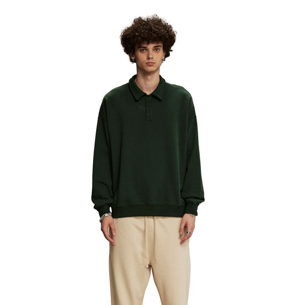 Solid Color Polo Sweatshirt