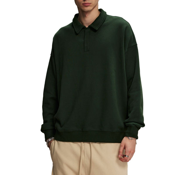 Solid Color Polo Sweatshirt
