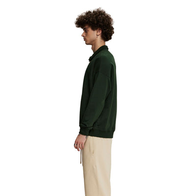 Solid Color Polo Sweatshirt