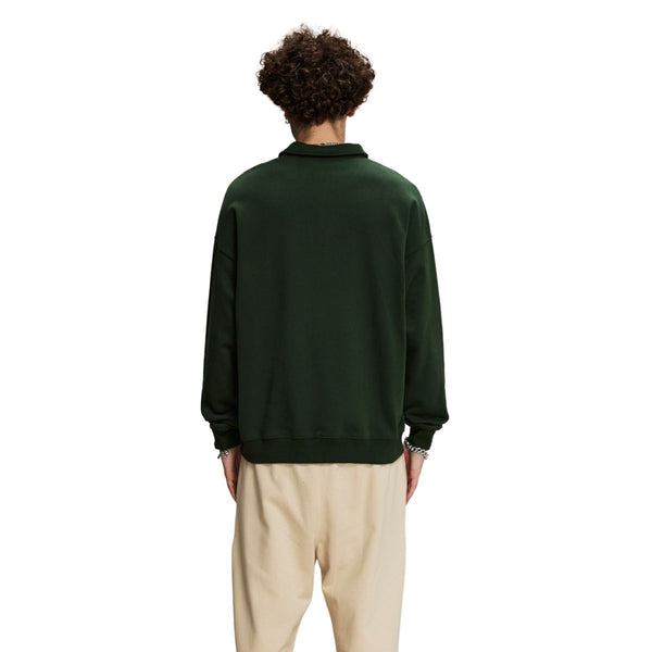 Solid Color Polo Sweatshirt