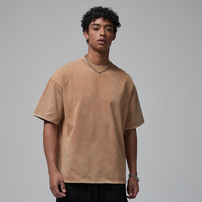 Stone Wash Thick Boxy T Shirt 8oz-INNBLAC