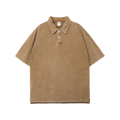 Stone Wash Heavy Collar T Shirt 7.5oz-INNBLAC