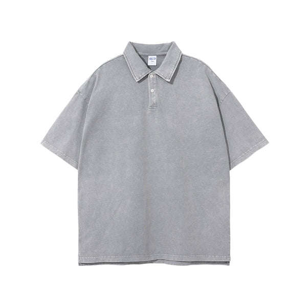Stone Wash Heavy Collar T Shirt 7.5oz-INNBLAC
