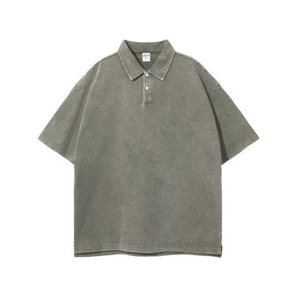 Stone Wash Heavy Collar T Shirt 7.5oz-INNBLAC