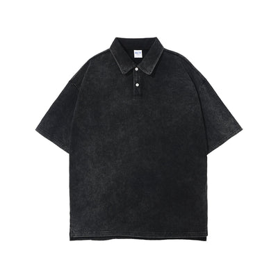 Stone Wash Heavy Collar T Shirt 7.5oz-INNBLAC