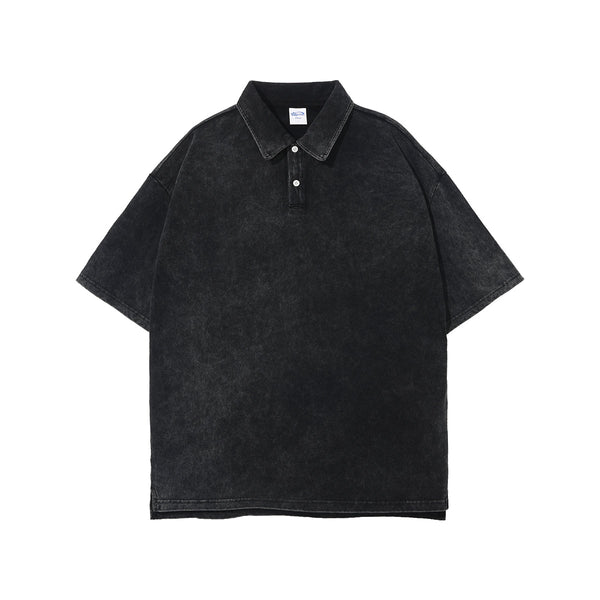 Stone Wash Heavy Collar T Shirt 7.5oz-INNBLAC