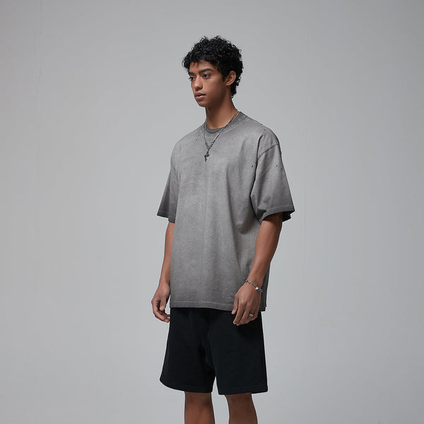 Stone Wash Faded Distressed Tee 7.5oz-INNBLAC