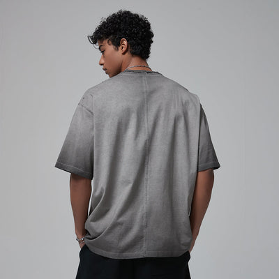 Stone Wash Faded Distressed Tee 7.5oz-INNBLAC