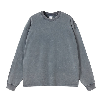 Women's Stone Wash Long Sleeve T Shirt-INNBLAC