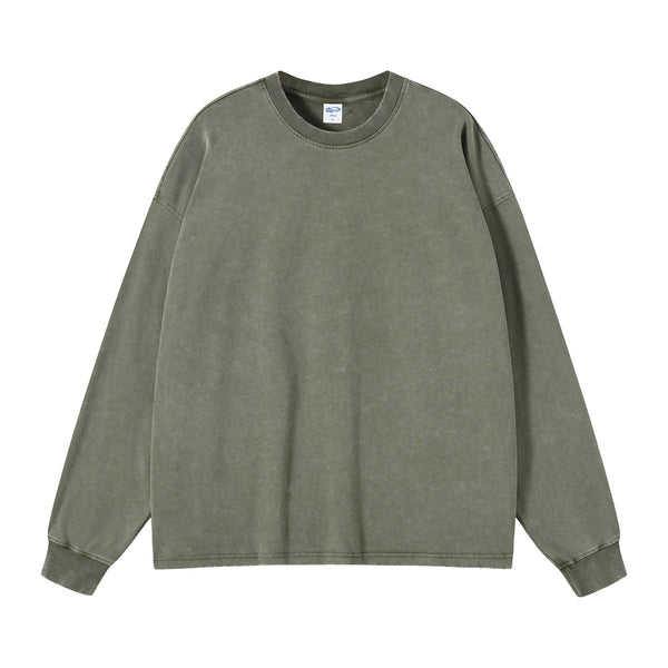 Women's Stone Wash Long Sleeve T Shirt-INNBLAC