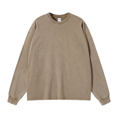 Women's Stone Wash Long Sleeve T Shirt-INNBLAC