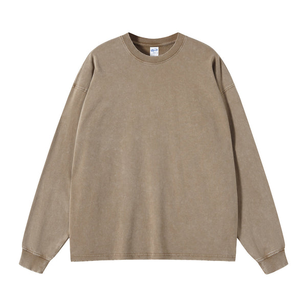Women's Stone Wash Long Sleeve T Shirt-INNBLAC