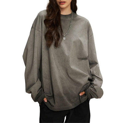 Women's Vintage Wash Distressed Sweatshirt-INNBLAC