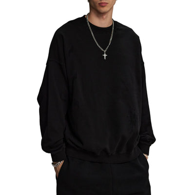 Vintage Washed Distressed Thick Sweatshirt