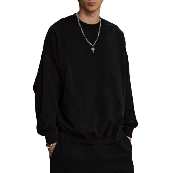 Vintage Washed Distressed Thick Sweatshirt