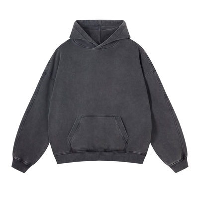 Women's Washed Distressed Thick Hoodie-INNBLAC