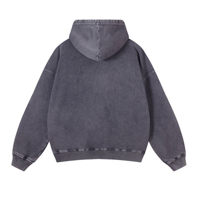 Women's Washed Distressed Thick Hoodie-INNBLAC