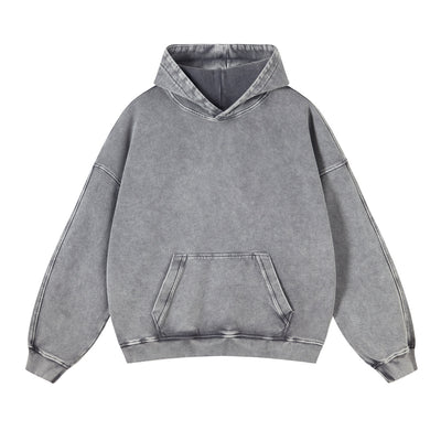 Women's Washed Distressed Thick Hoodie-INNBLAC