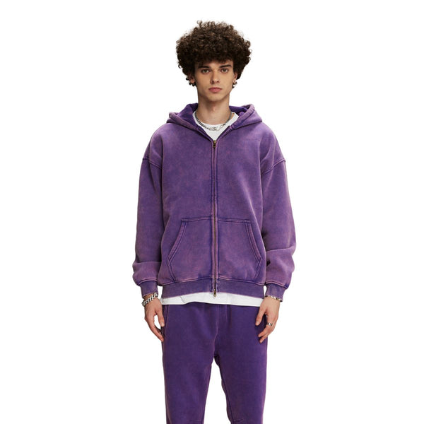 Washed Double Slider Zip Hoodie