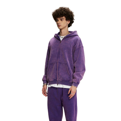 Washed Double Slider Zip Hoodie