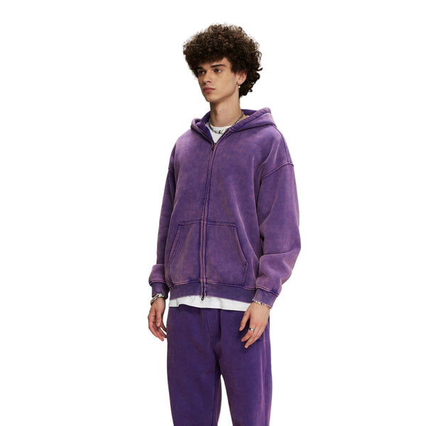 Washed Double Slider Zip Hoodie