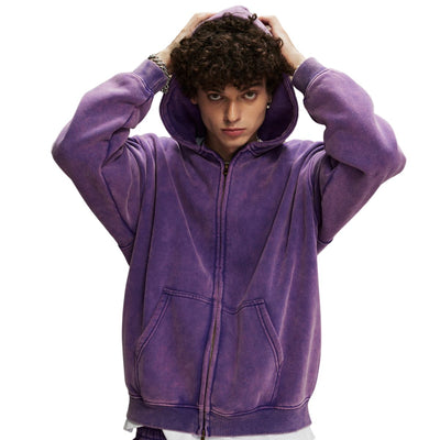 Washed Double Slider Zip Hoodie