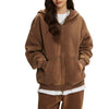 Women's Washed Double Slider Zip Hoodie-INNBLAC