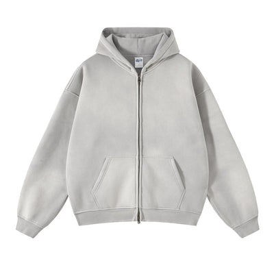 Women's Washed Double Slider Zip Hoodie-INNBLAC