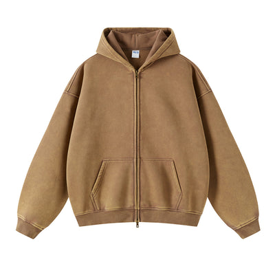 Women's Washed Double Slider Zip Hoodie-INNBLAC