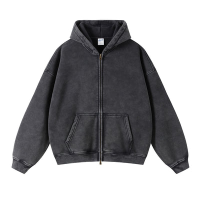 Women's Washed Double Slider Zip Hoodie-INNBLAC