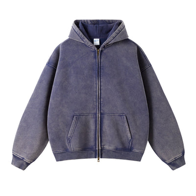 Women's Washed Double Slider Zip Hoodie-INNBLAC