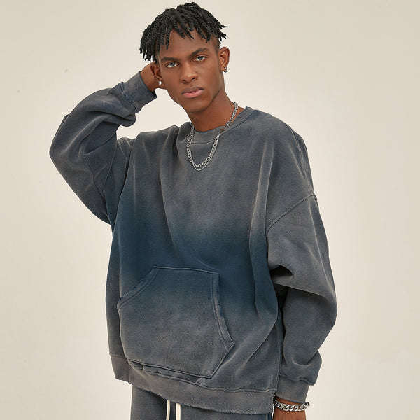 Washed French Terry Kangaroo Pocket Sweatshirt