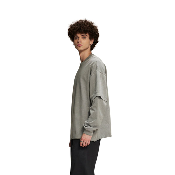 Distressed Hem Mock Two Piece Sweatshirt