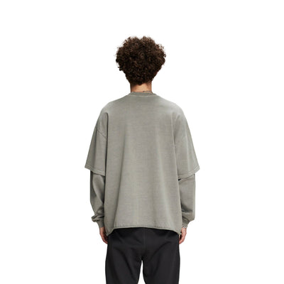 Distressed Hem Mock Two Piece Sweatshirt