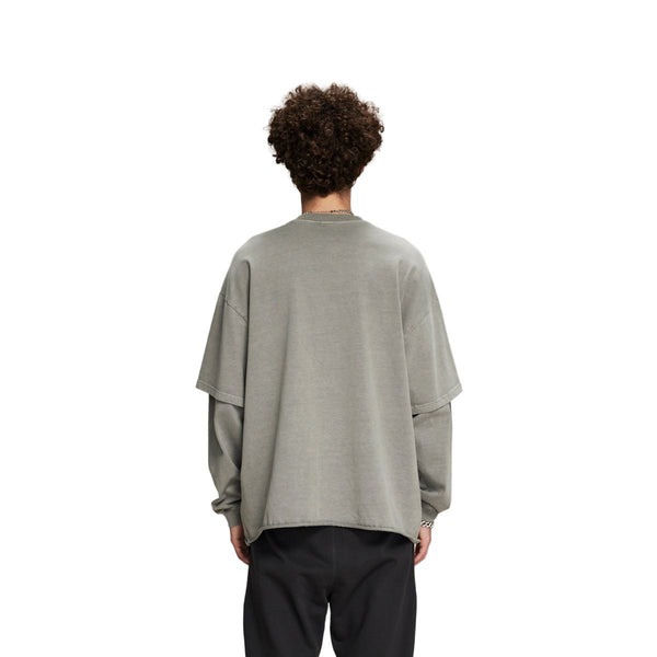 Distressed Hem Mock Two Piece Sweatshirt