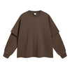 Women's Distressed Hem Mock Two Piece Sweatshirt-INNBLAC