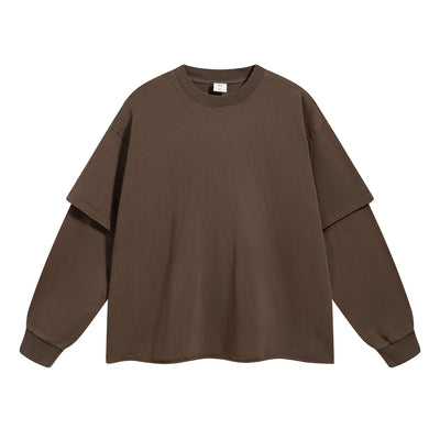 Distressed Hem Mock Two Piece Sweatshirt