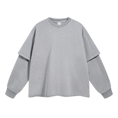 Distressed Hem Mock Two Piece Sweatshirt