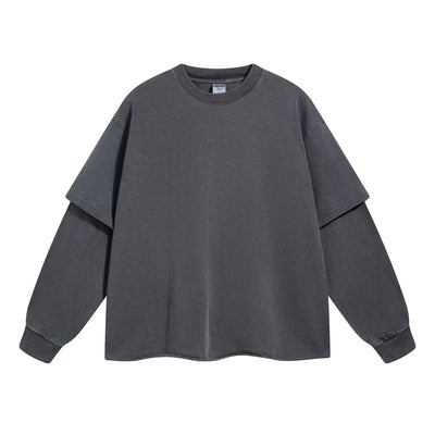Distressed Hem Mock Two Piece Sweatshirt