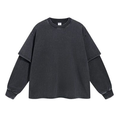 Distressed Hem Mock Two Piece Sweatshirt