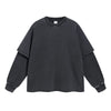 Women's Distressed Hem Mock Two Piece Sweatshirt-INNBLAC