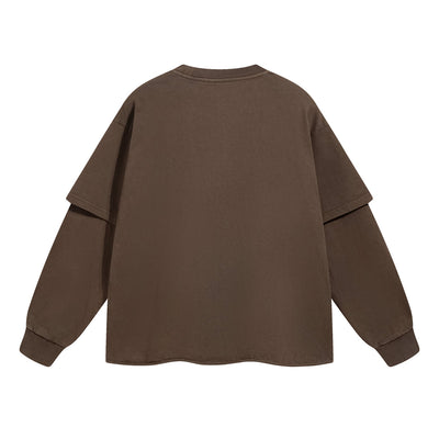 Women's Distressed Hem Mock Two Piece Sweatshirt-INNBLAC