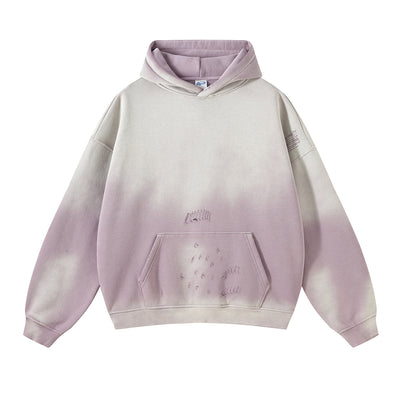 Women's Washed Ripped Kangaroo Pocket Hoodie-INNBLAC
